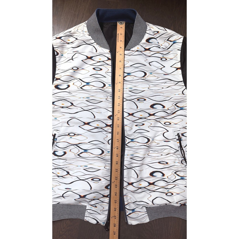 Robert Graham Reversible Bomber Jacket XL Black Blue White Abstract Print Golf - Picture 10 of 10